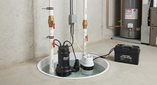 Sump pump with a battery backup